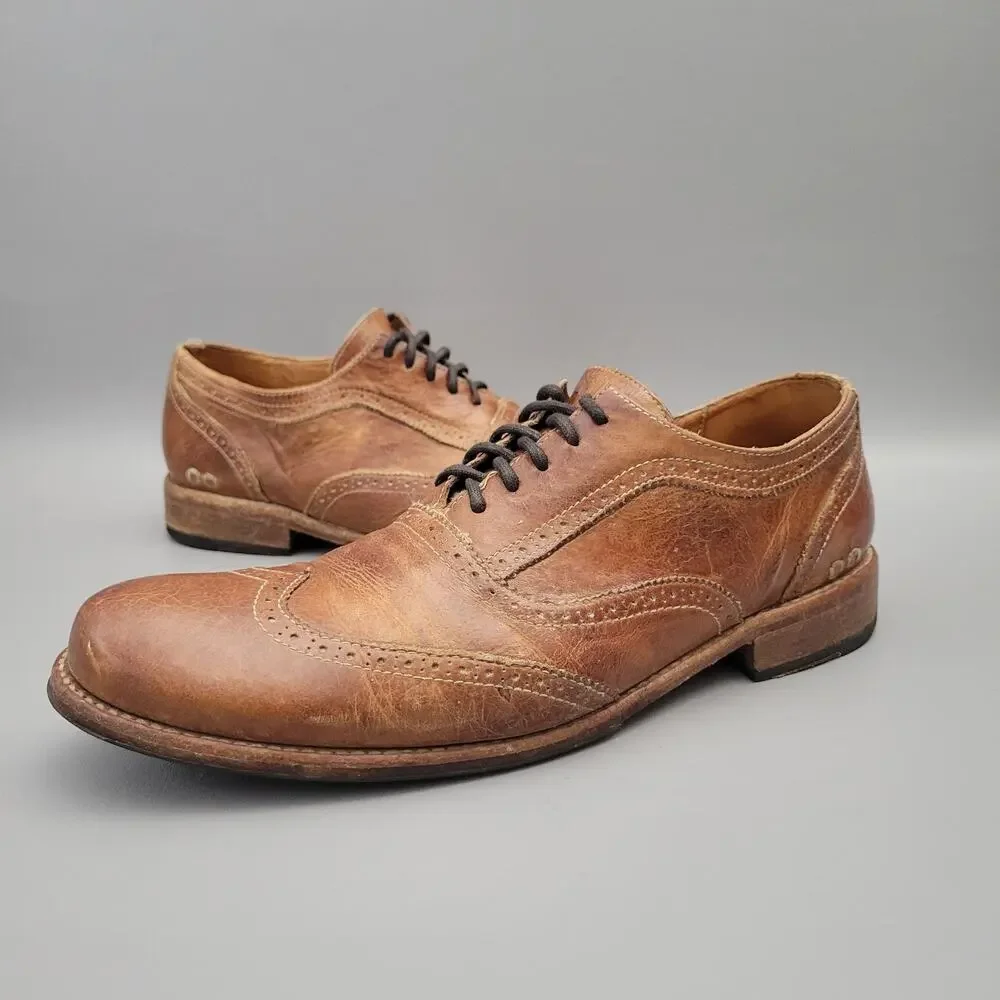 Bed Stu Corsico II Benchmade Wingtip Oxfords Brown Leather Shoes Mens 12 - Picture 1 of 13